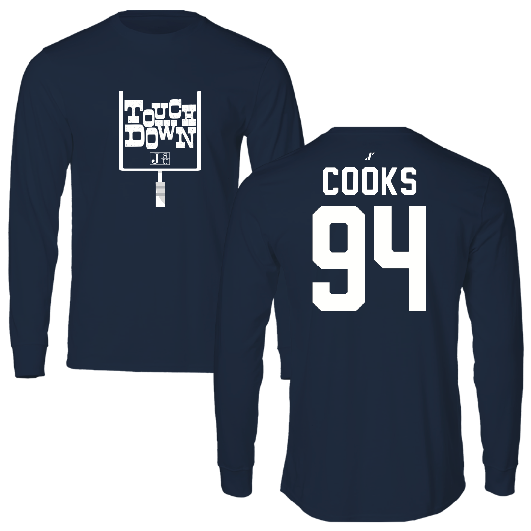 Jackson State University Football Navy Touchdown Performance Long Sleeve - #94 Stanley Cooks