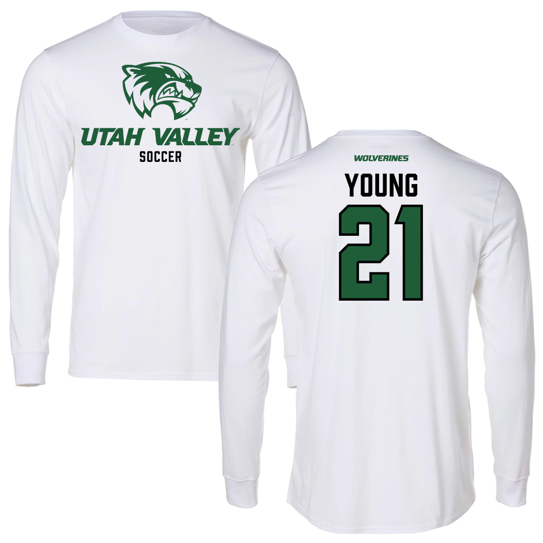 Utah Valley University Soccer White Long Sleeve - #21 Elle Young