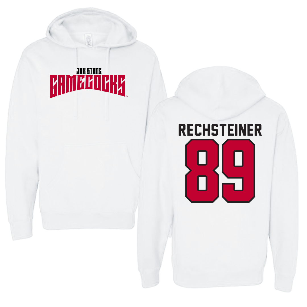 Jacksonville State University Football White Classics Hoodie - #89 Brock Rechsteiner