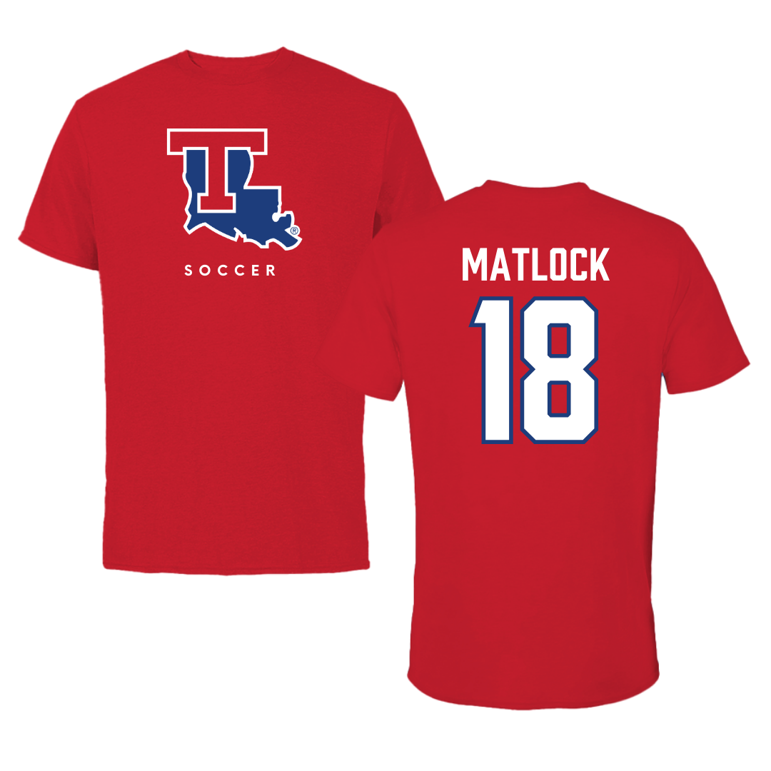 Louisiana Tech University Soccer Red Performance Tee - #18 Kalli Matlock