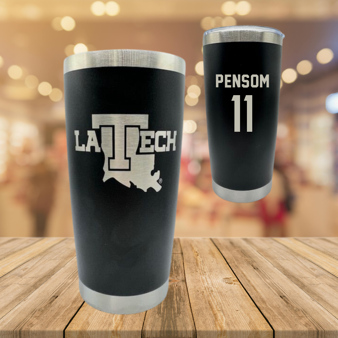 Louisiana Tech University Soccer Black Stainless Steel Tumbler - #11 Madison Pensom