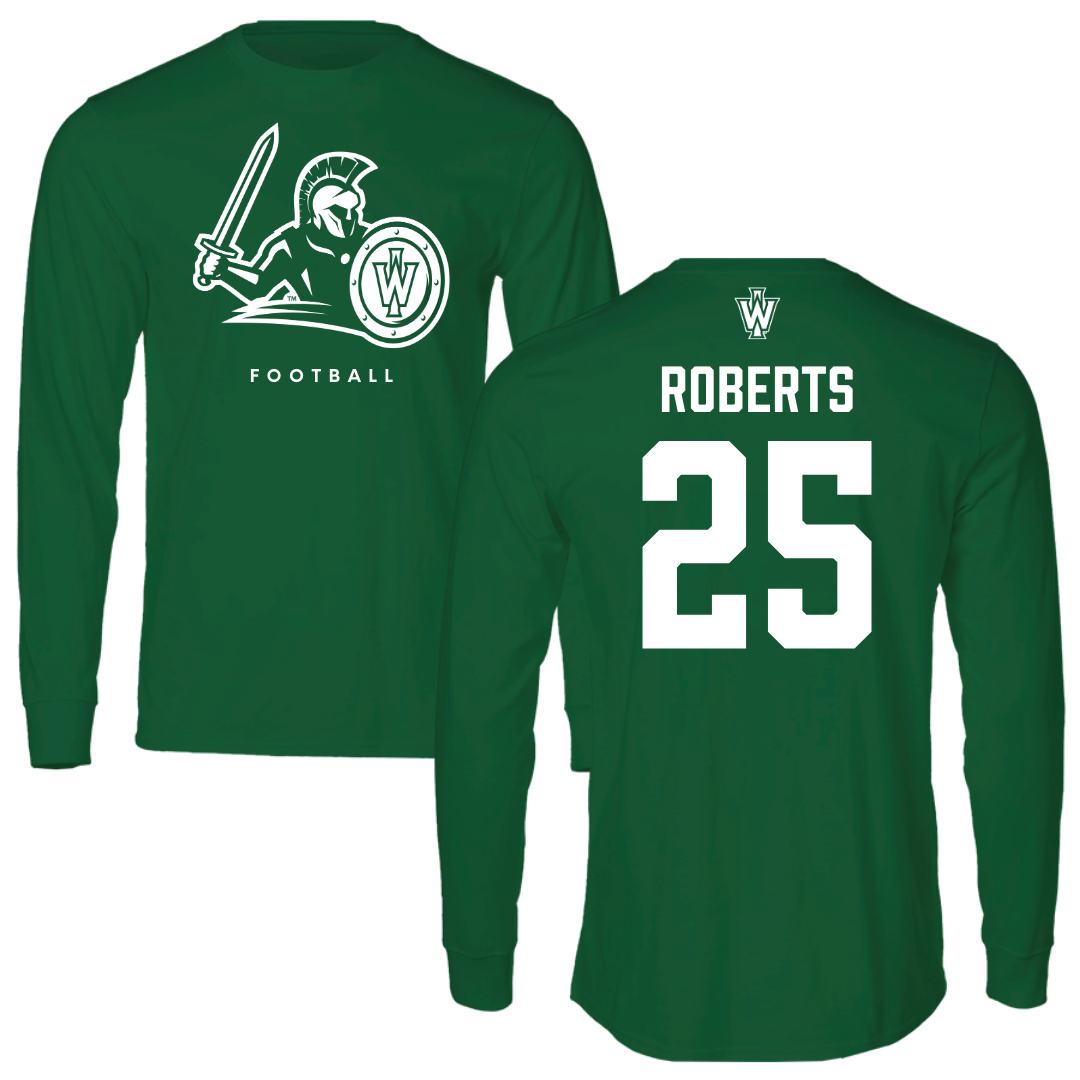 Illinois Wesleyan University Football Kelly Green Long Sleeve - #25 Jaxson Roberts