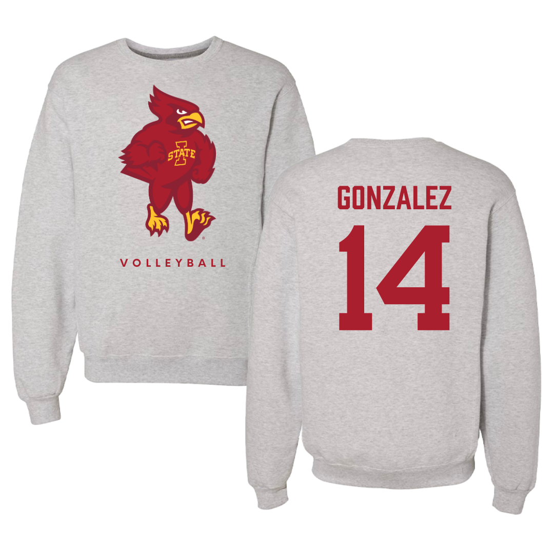 Iowa State University Volleyball Gray Crewneck - #14 Nayeli Gonzalez