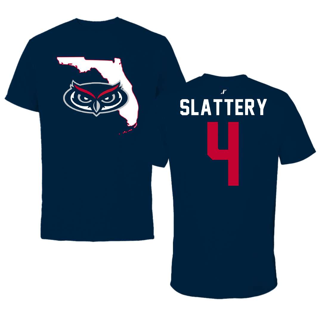 Florida Atlantic University Baseball Navy State Tee - #4 Joseph Slattery