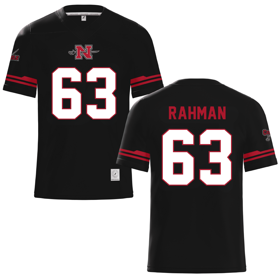 Nicholls State University Black Football Jersey - #63 Hamza Rahman