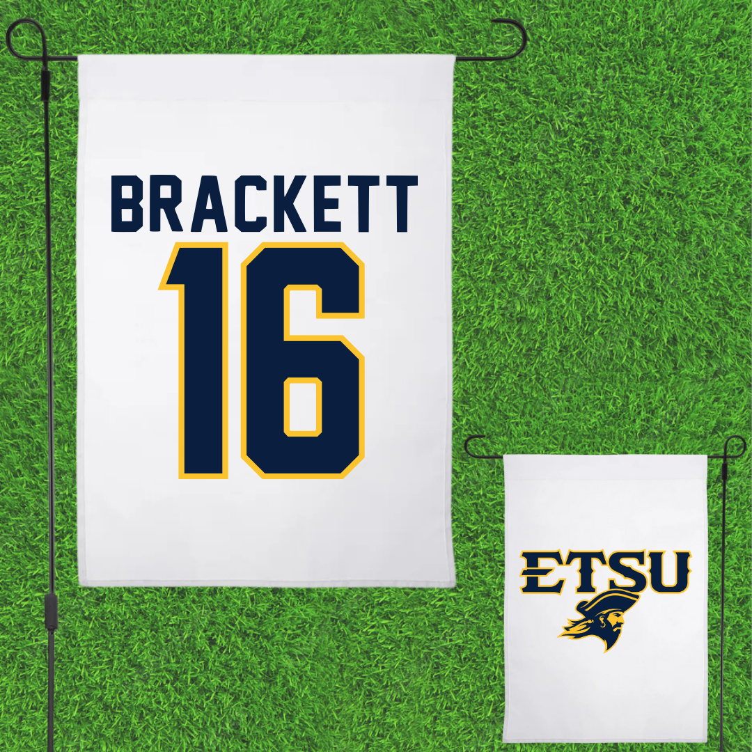 East Tennessee State University Football White Garden Flag - #16 Nate Brackett