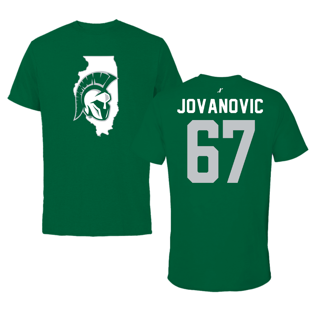 Illinois Wesleyan University Football Green State Tee - #67 Mihailo Jovanovic