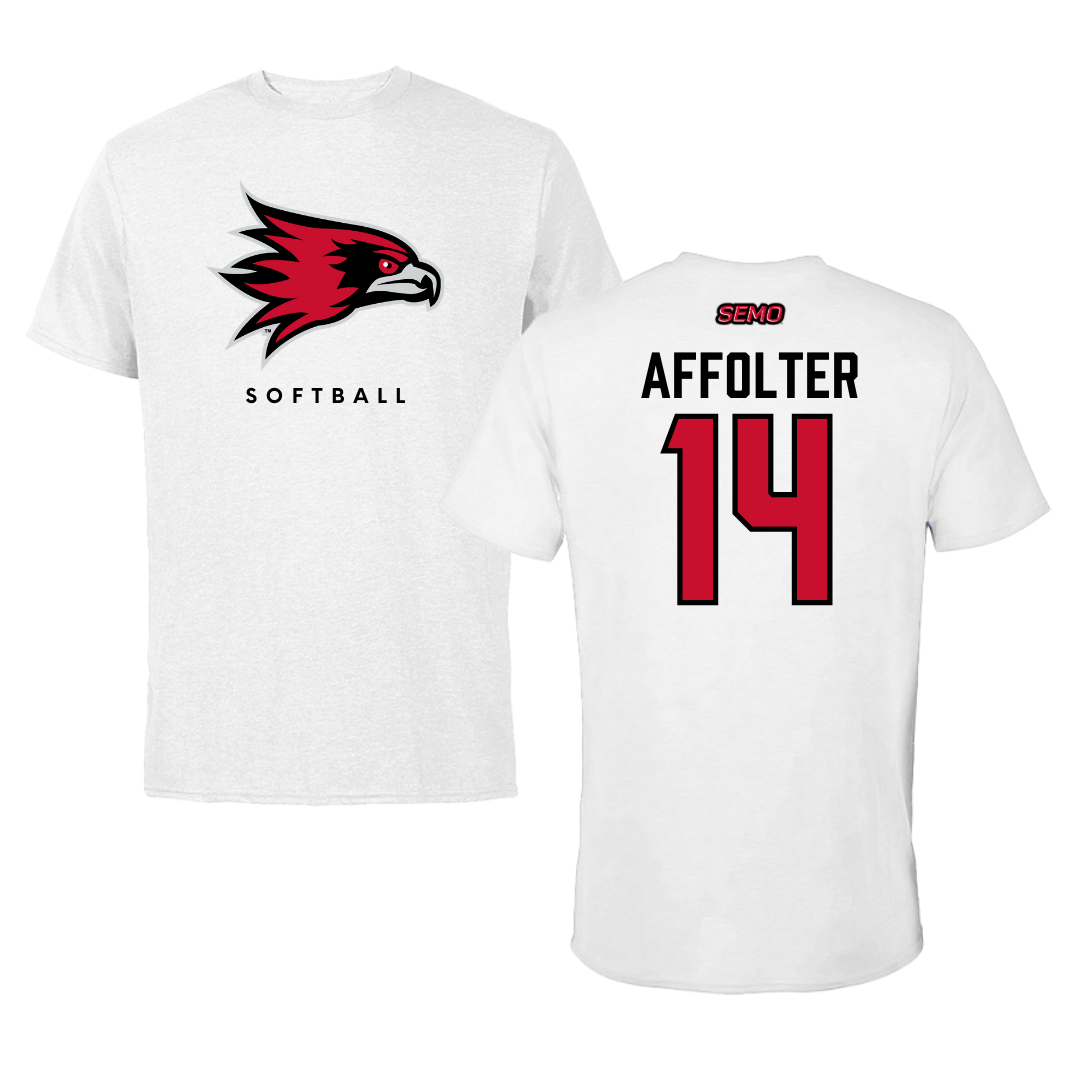 Southeast Missouri State University Softball White Performance Tee - #14 Brittany Affolter