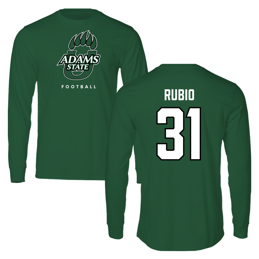 Adams State University Football Green Performance Long Sleeve - #31 Miguel Rubio