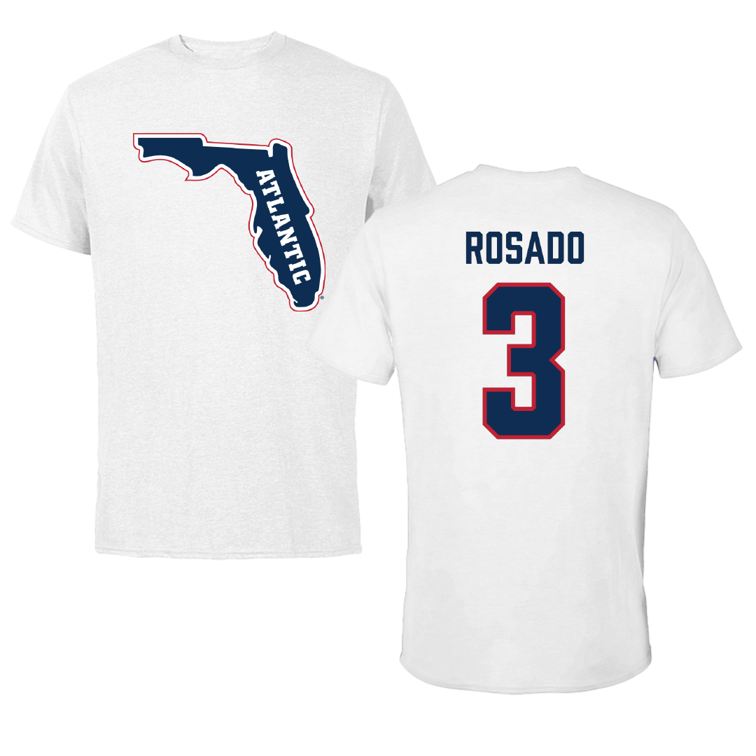 Florida Atlantic University Basketball White Performance Tee - #3 Giancarlo Rosado