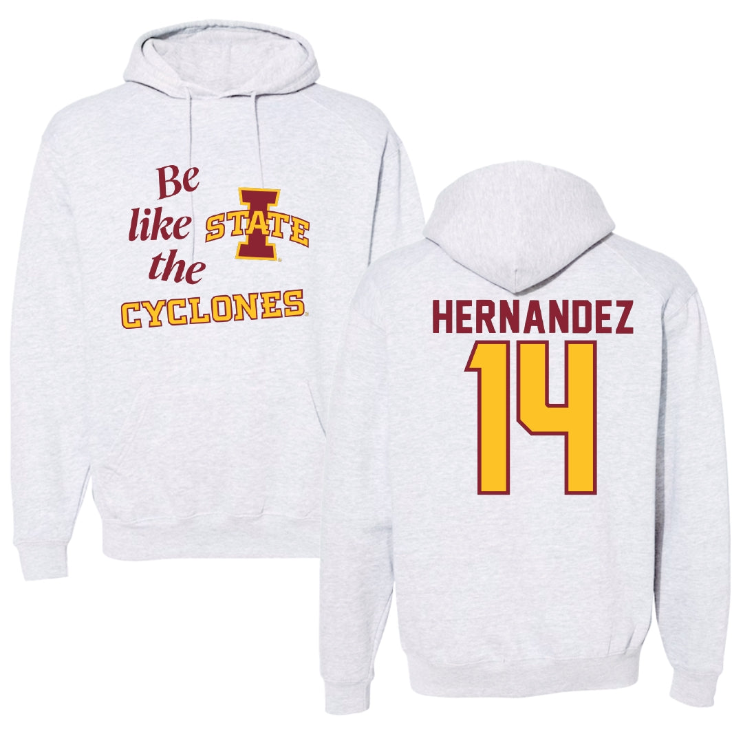 Iowa State University Soccer Light Gray Be Like Us Hoodie - #14 Lauren Hernandez
