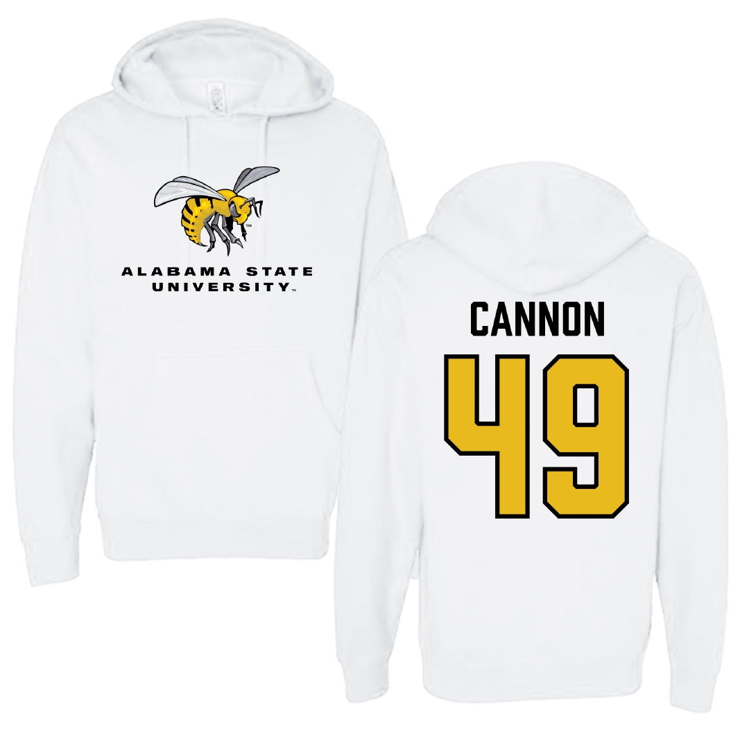 Alabama State University Football White Block Hoodie - #49 Baylor Cannon