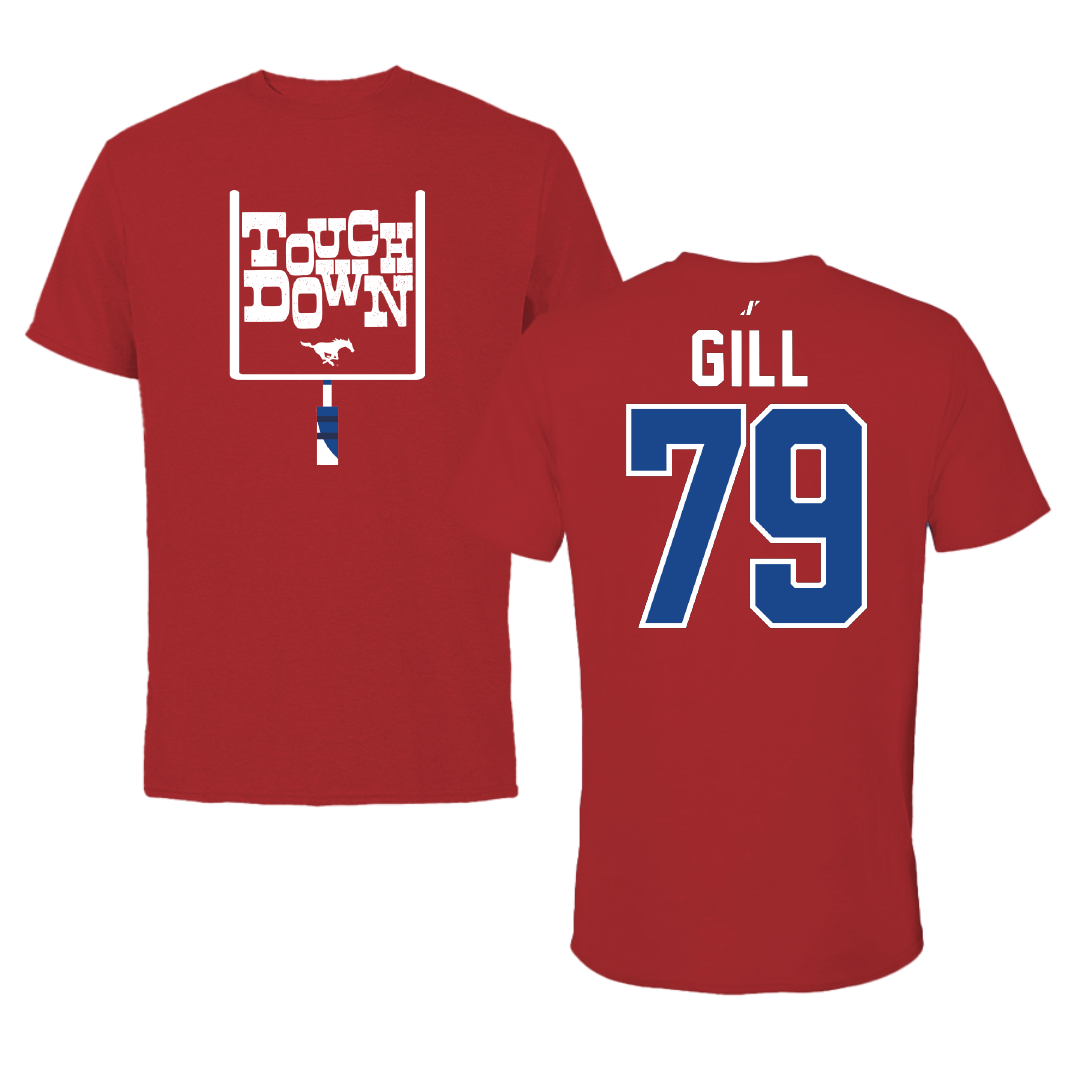 Southern Methodist University Football Canvas Red Touchdown Tee - #79 Reagan Gill