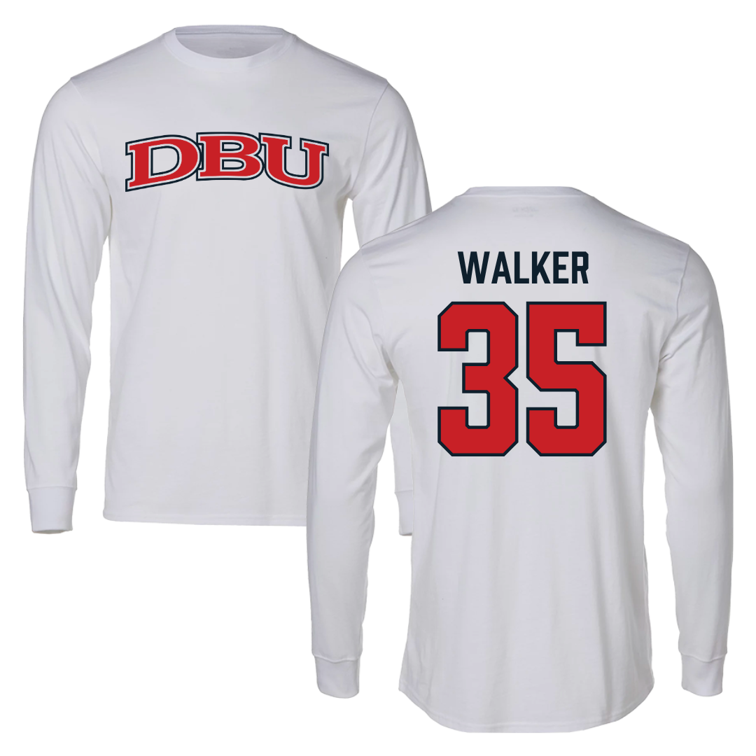 Dallas Baptist University Soccer White Performance Long Sleeve - #35 Lauren Walker
