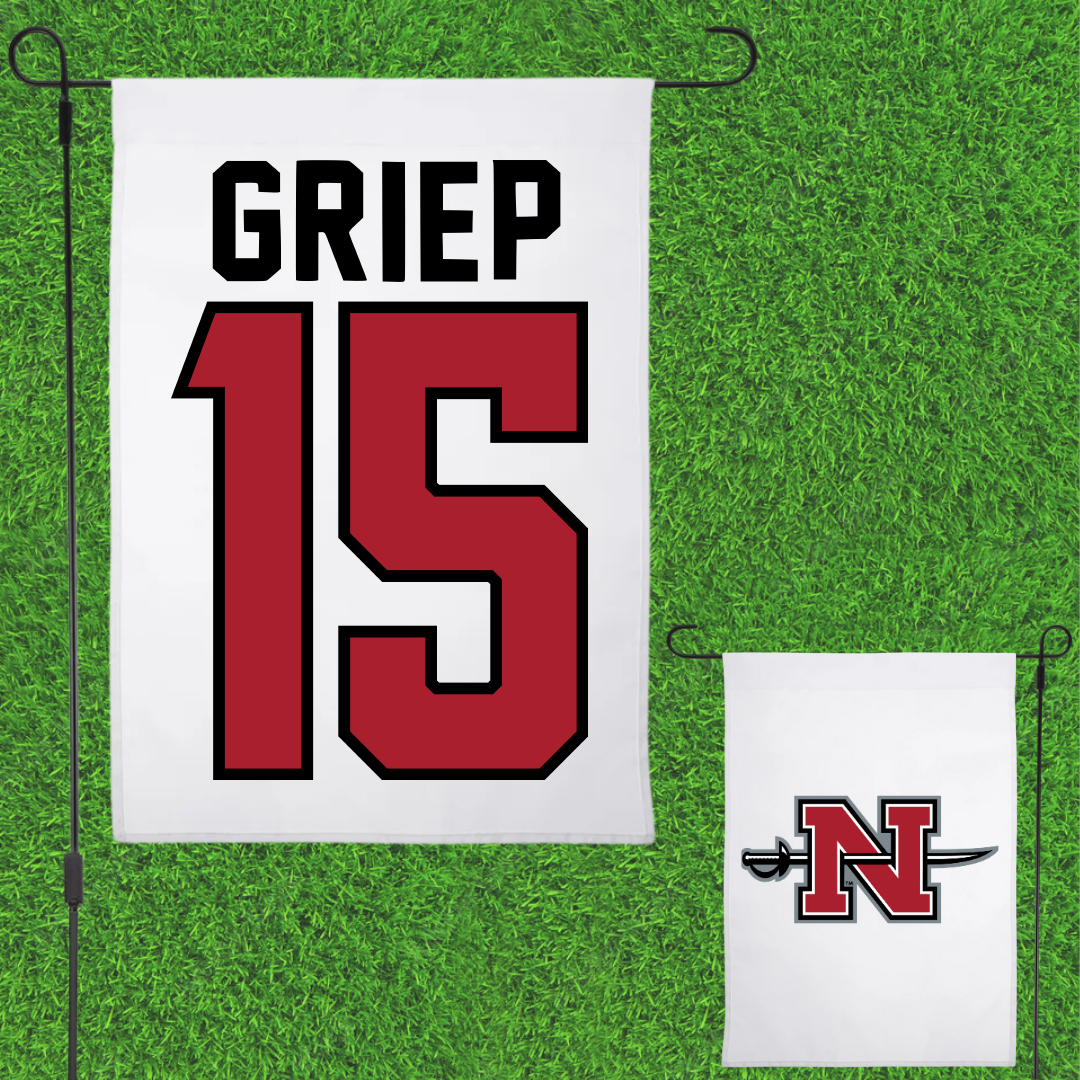 Nicholls State University Soccer White Garden Flag - #15 Ryan Griep