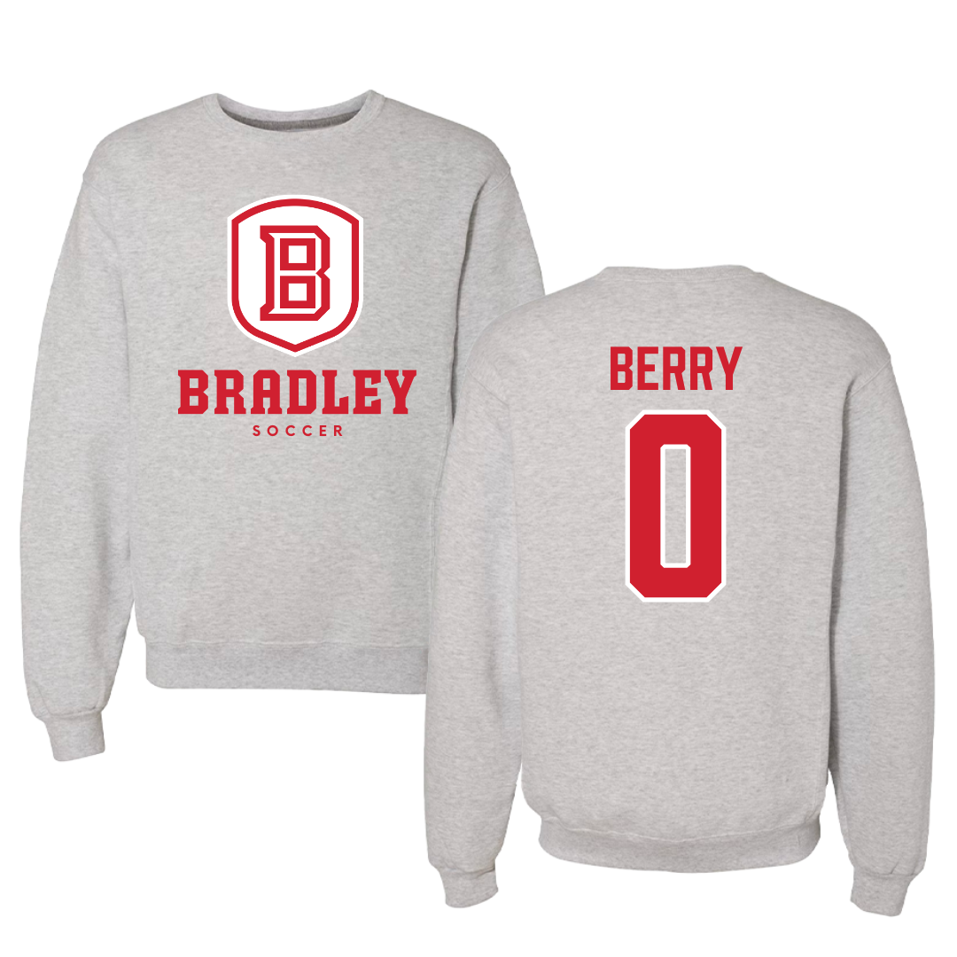 Bradley University Soccer Gray Crewneck - #0 Drew Berry