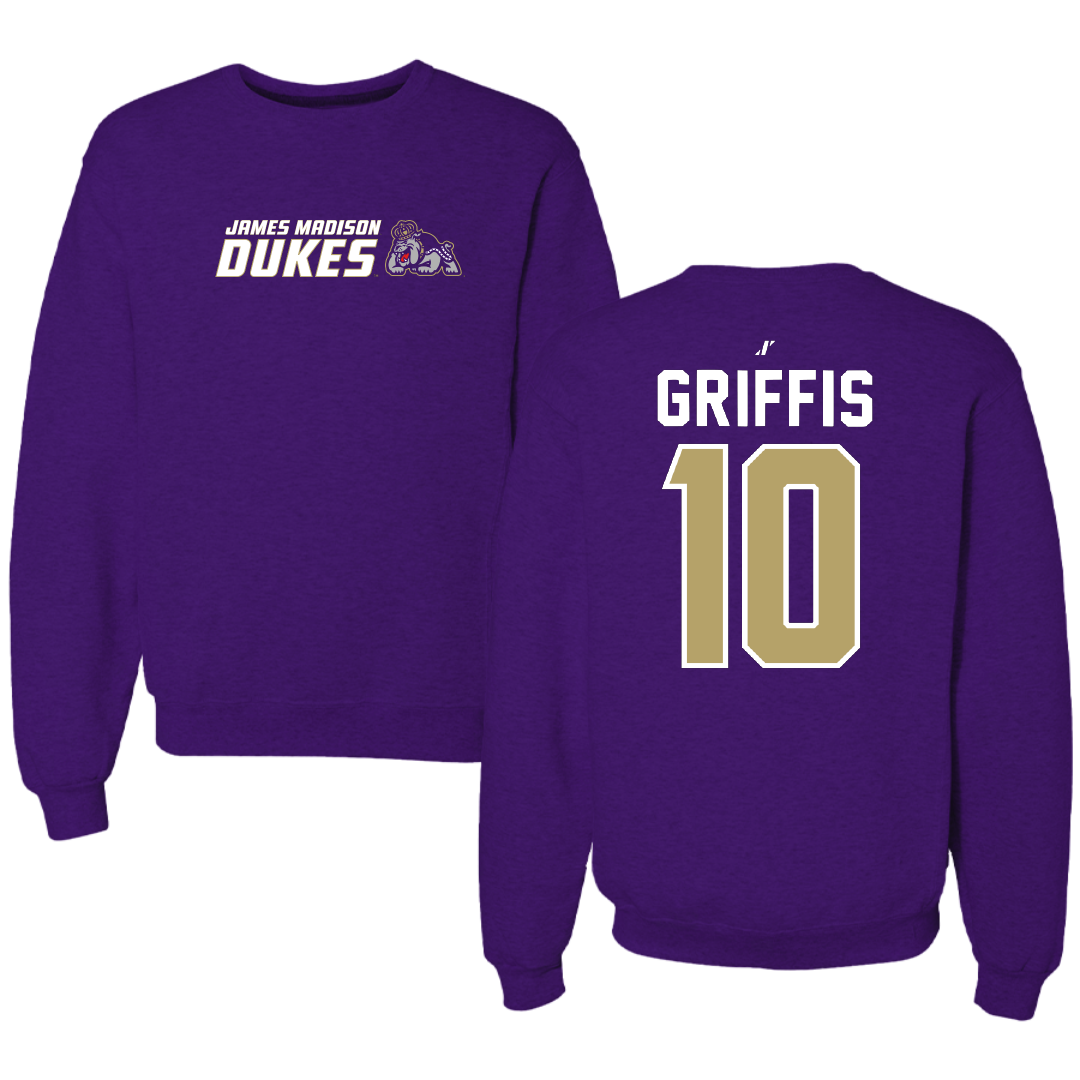 James Madison University Football Purple General Crewneck - #10 Brett Griffis