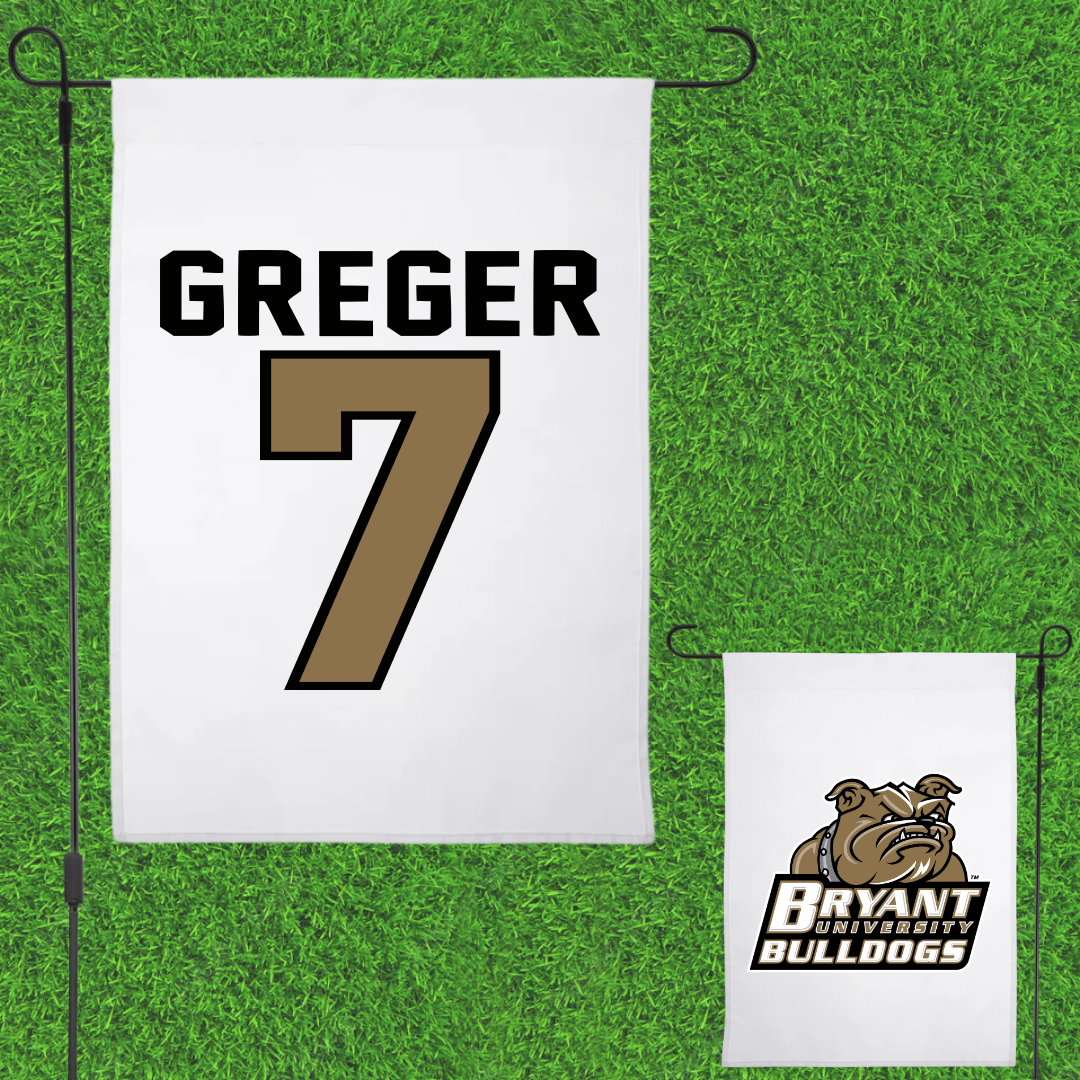 Bryant University Baseball White Garden Flag - #7 Gavin Greger