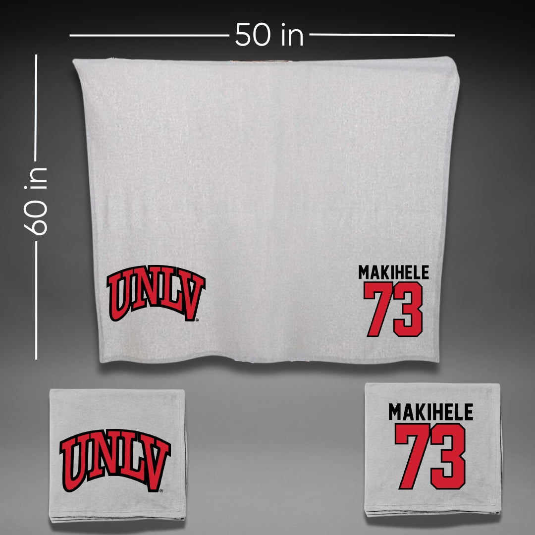 University of Nevada-Las Vegas Football Gray Rebels Blanket - #73 Alani Makihele