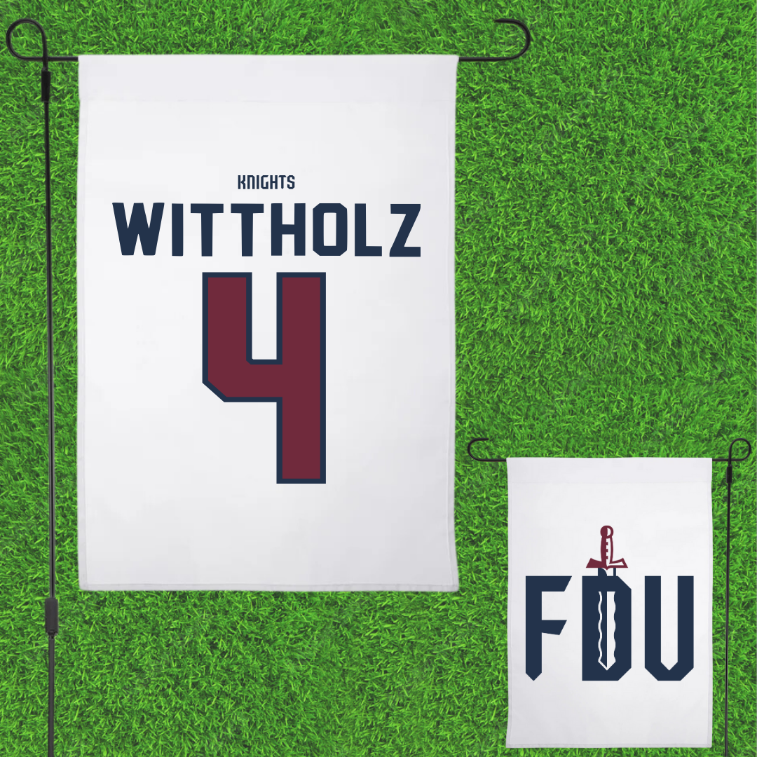 Fairleigh Dickinson University-Metropolitan Campus Volleyball White Garden Flag - #4 Samantha Wittholz