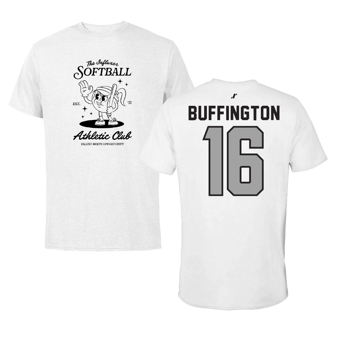 Softball White Influxer Athletic Club Tee - #16 Hannah Buffington