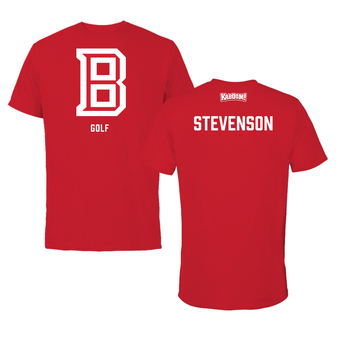 Bradley University Golf Red Block Performance Tee - Carter Stevenson