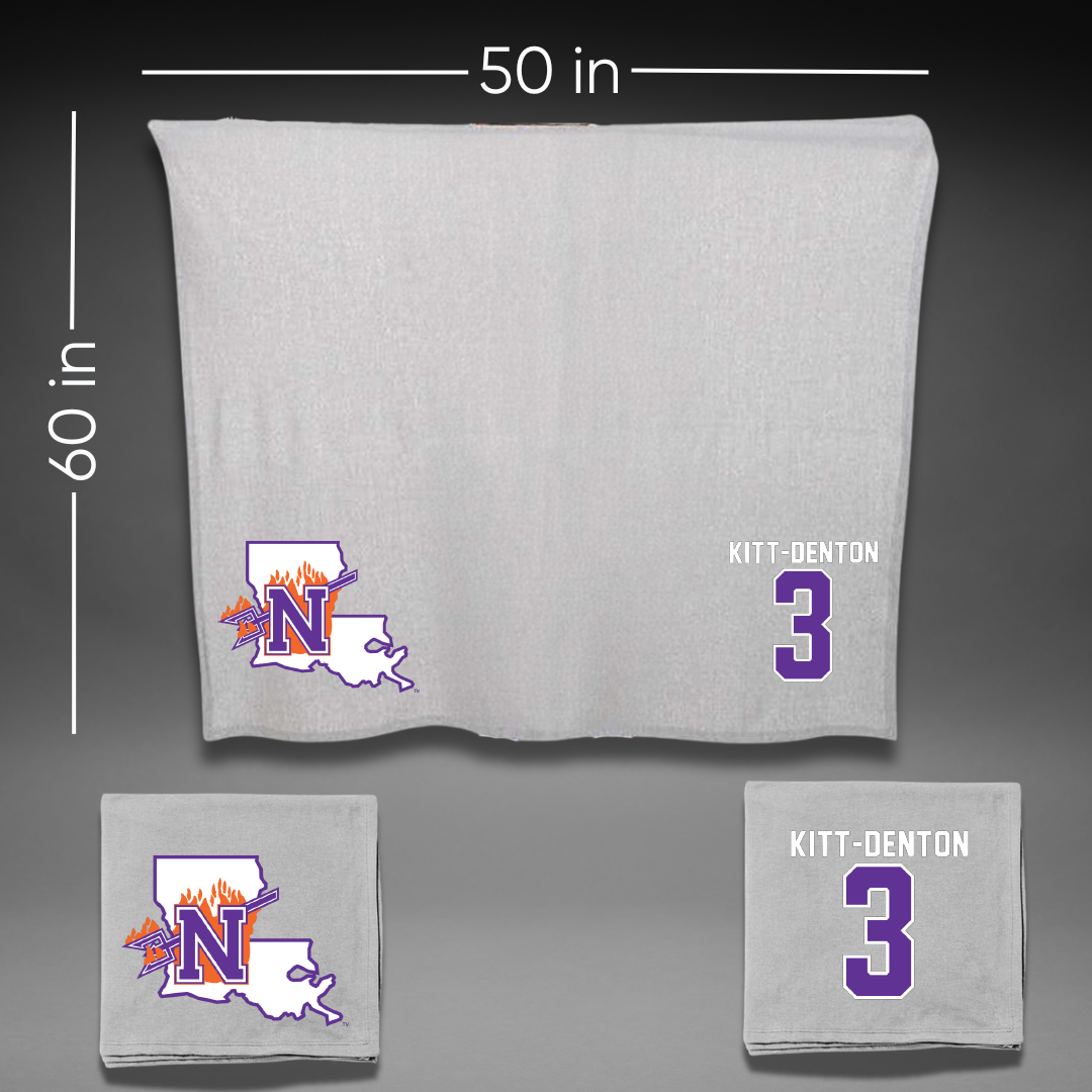 Northwestern State University Football Gray Blanket - #3 Myles Kitt-Denton