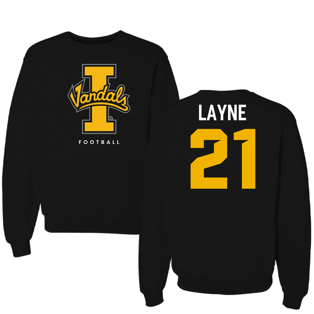 University of Idaho Football Black Crewneck - #21 Dylan Layne