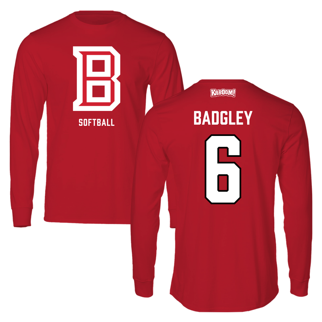 Bradley University Softball Red Performance Long Sleeve - #6 Abbott Badgley