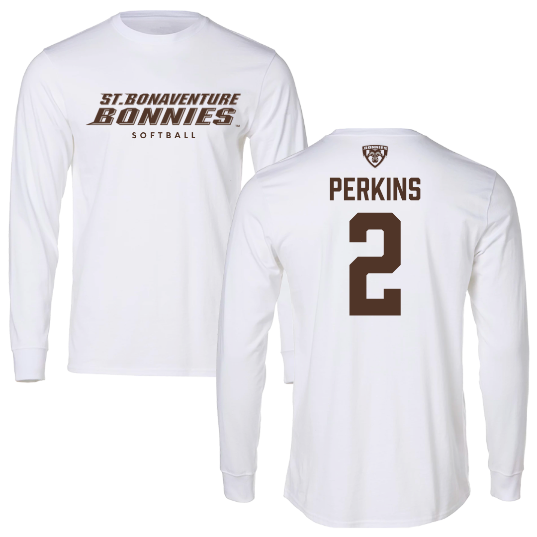 St. Bonaventure University Softball White Performance Long Sleeve - #2 Reanna Perkins