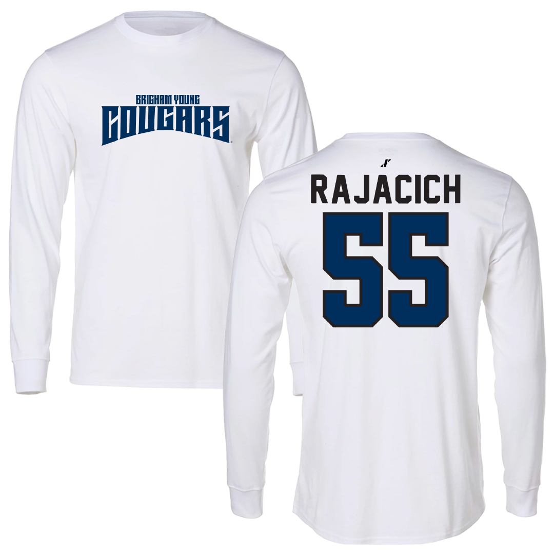 Brigham Young University Baseball White Classic Long Sleeve - #55 Seth Rajacich