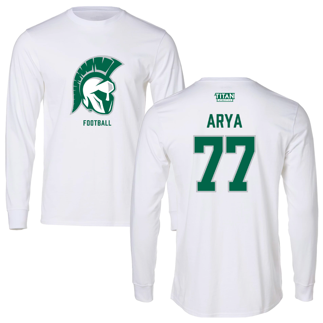 Illinois Wesleyan University Football White Performance Long Sleeve - #77 Justin Arya
