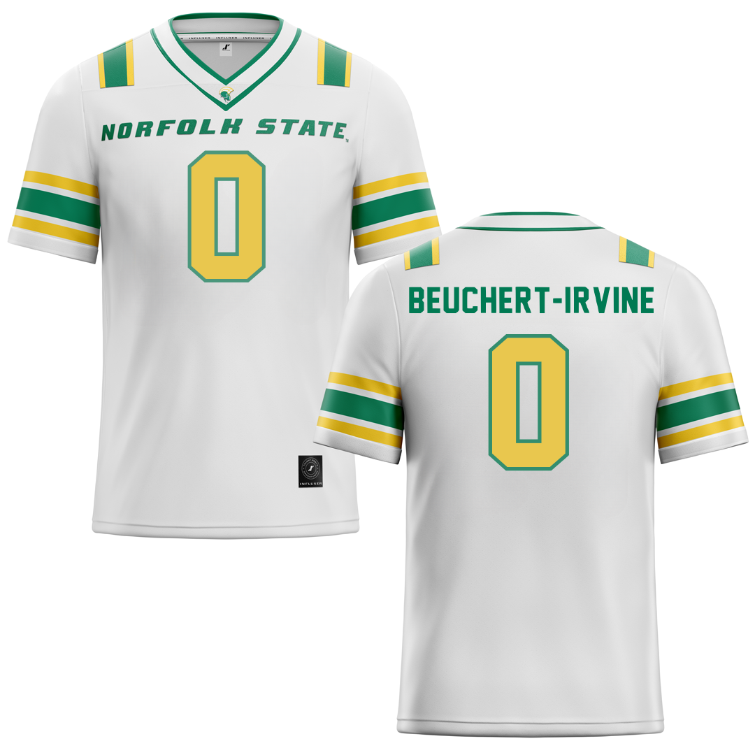Norfolk State University White Football Jersey - #0 Sage Beuchert-Irvine