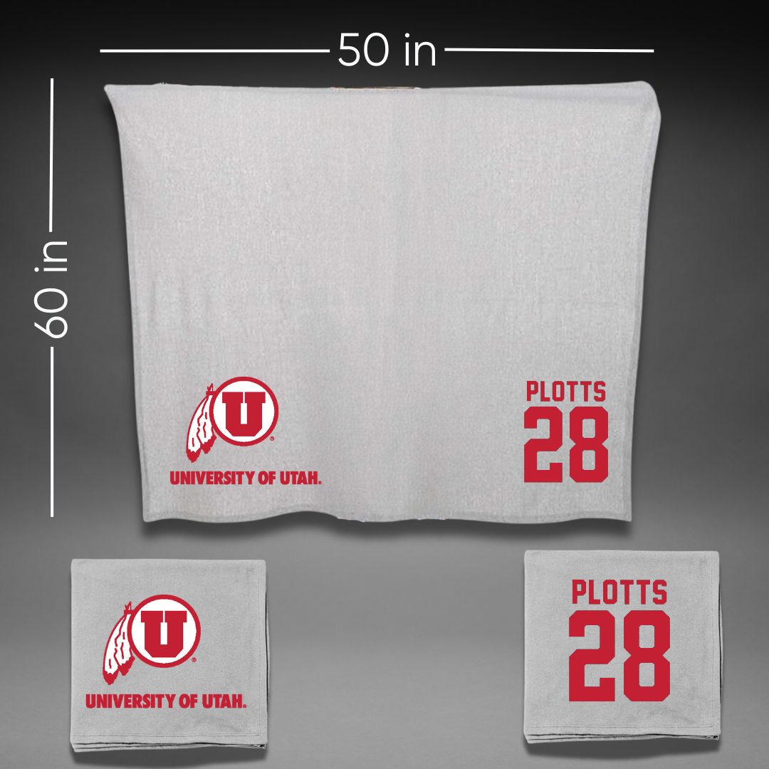 University of Utah Lacrosse Gray Blanket - #28 Colby Plotts