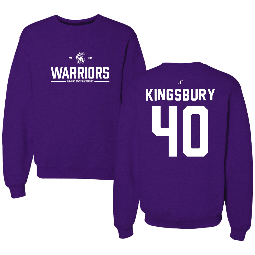 Winona State University Football Purple General Crewneck - #40 Ben Kingsbury