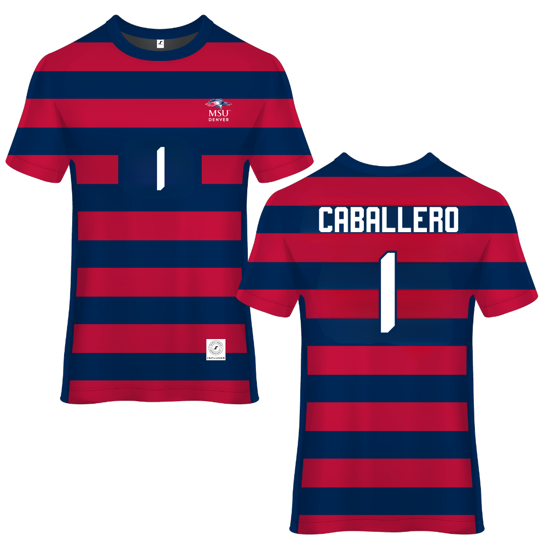 Metropolitan State University of Denver Red Striped Soccer Jersey - #1 Kayla Caballero