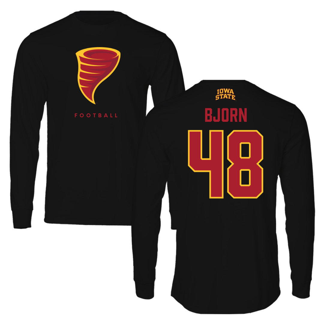Iowa State University Football Black Performance Long Sleeve - #48 Jack Bjorn