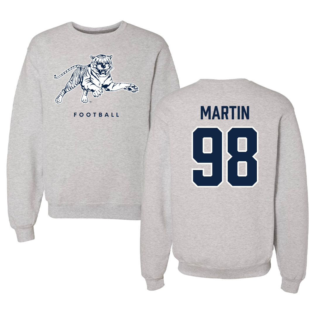 Jackson State University Football Gray Crewneck - #98 Tyas Martin