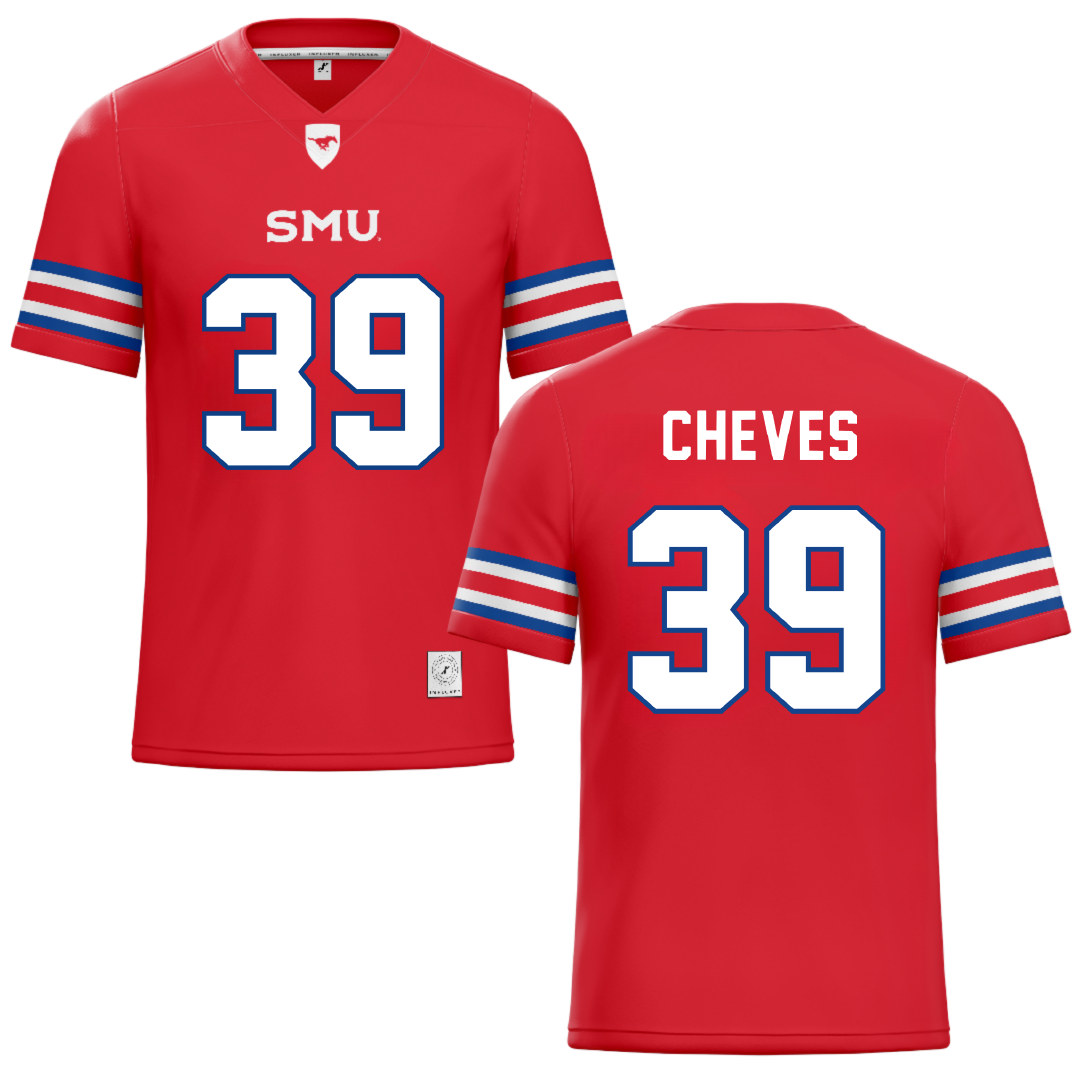 Southern Methodist University Red Football Jersey - #39 Keaton Cheves