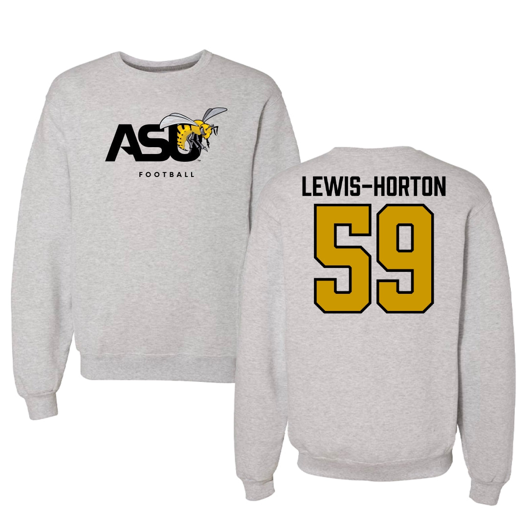 Alabama State University Football Light Gray Crewneck - #59 Jaland Lewis-Horton
