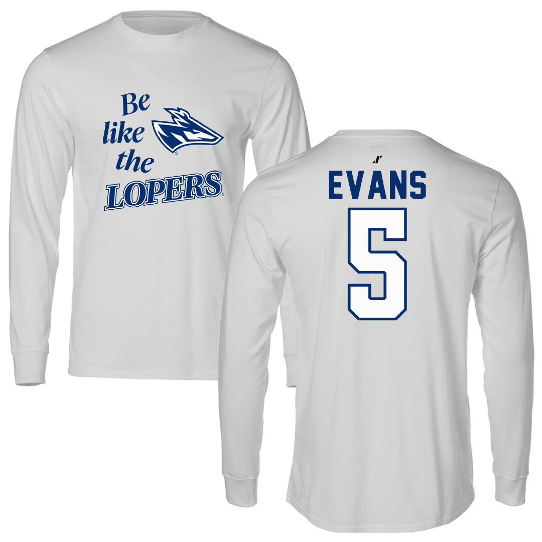 University of Nebraska at Kearney Basketball Light Gray Be Like Us Performance Long Sleeve - #5 Sean Evans