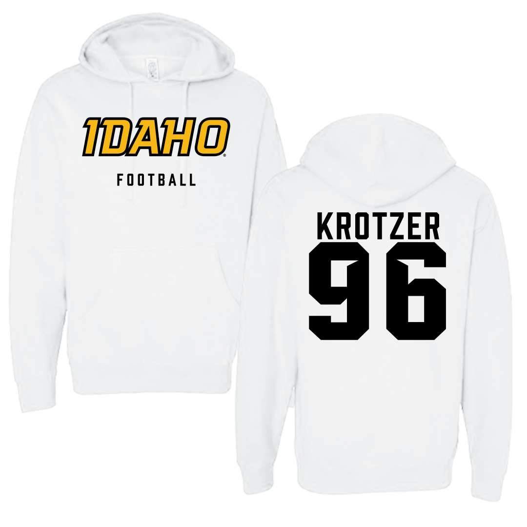 University of Idaho Football White Idaho Hoodie - #96 Zach Krotzer