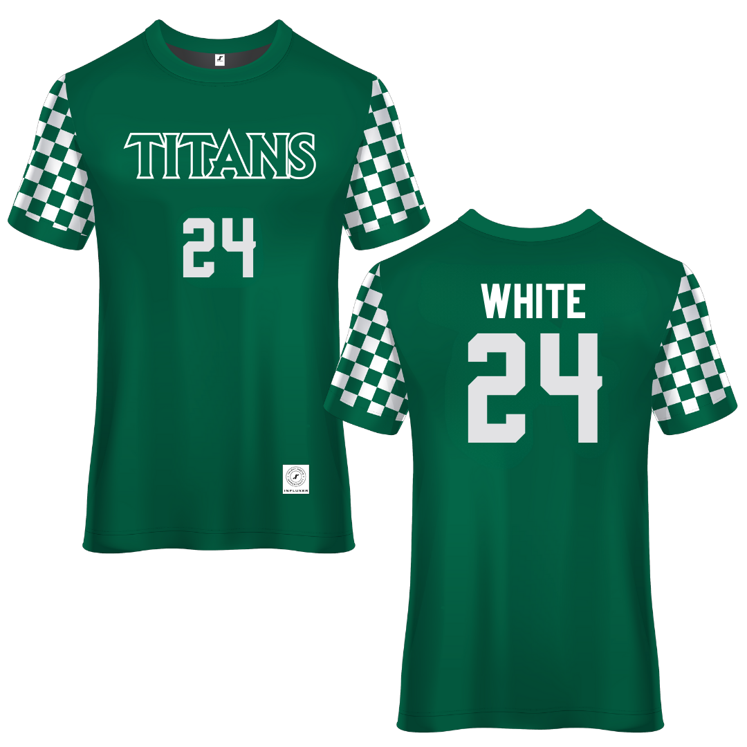 Illinois Wesleyan University Green Soccer Jersey - #24 Sawyer White