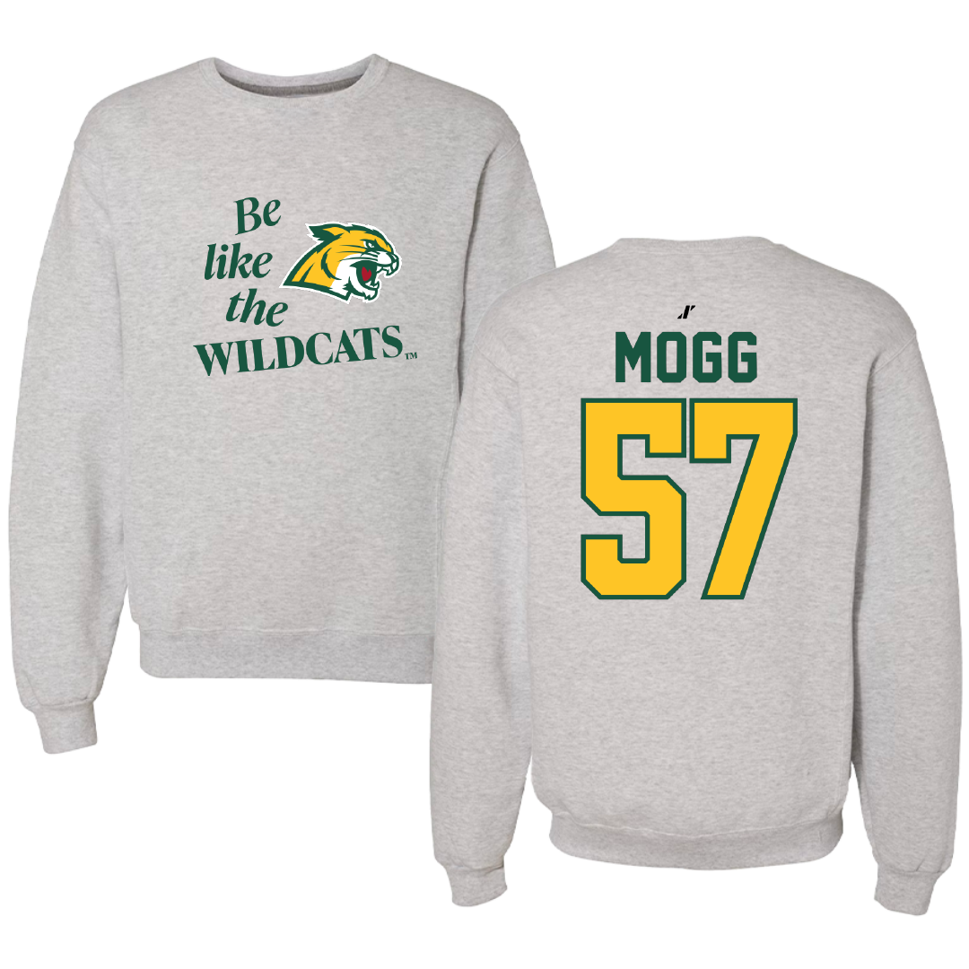 Northern Michigan University Football Light Gray Be Like Us Crewneck - #57 Logan Mogg