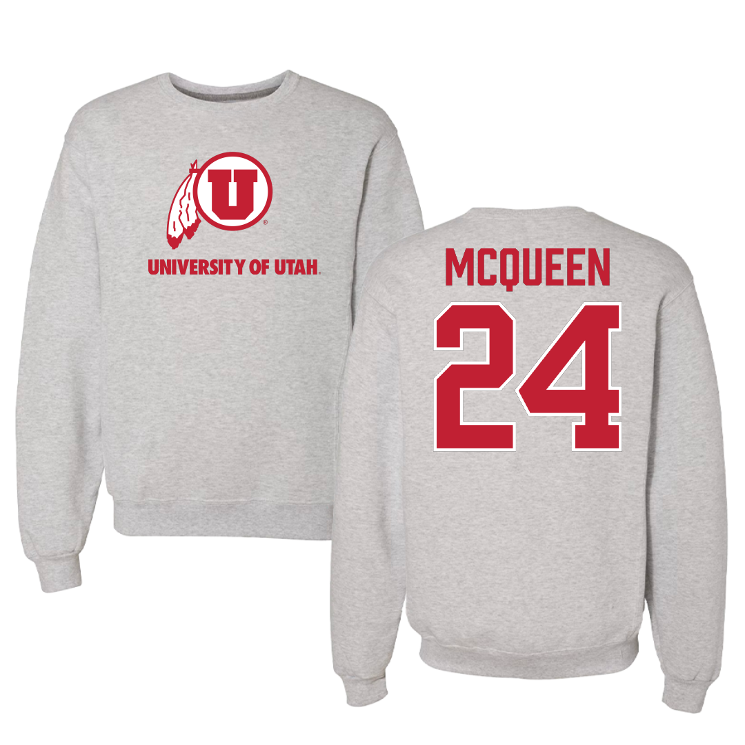 University of Utah Basketball Gray Crewneck - #24 Kennady McQueen