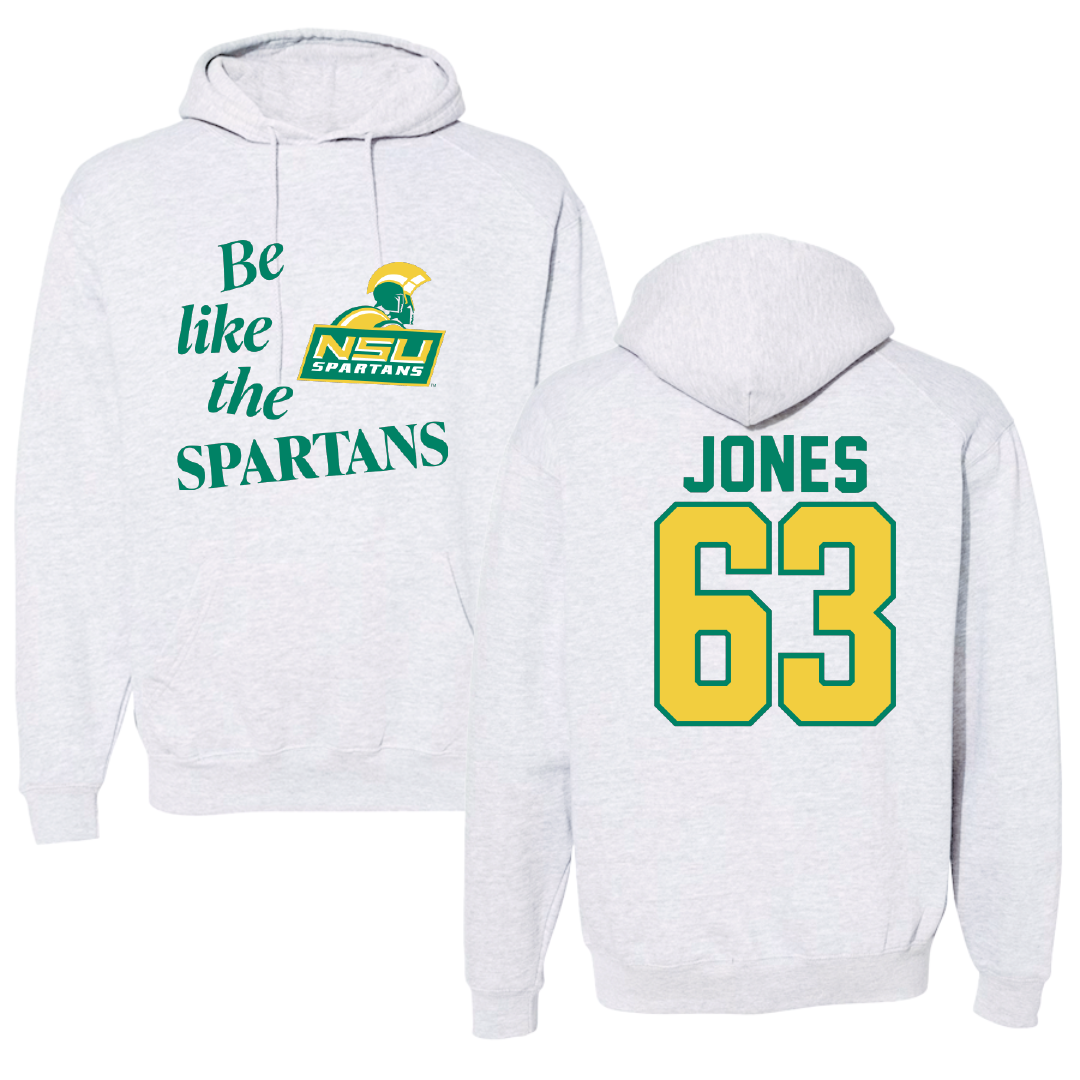 Norfolk State University Football Light Gray Be Like Us Hoodie - #63 Chris Jones