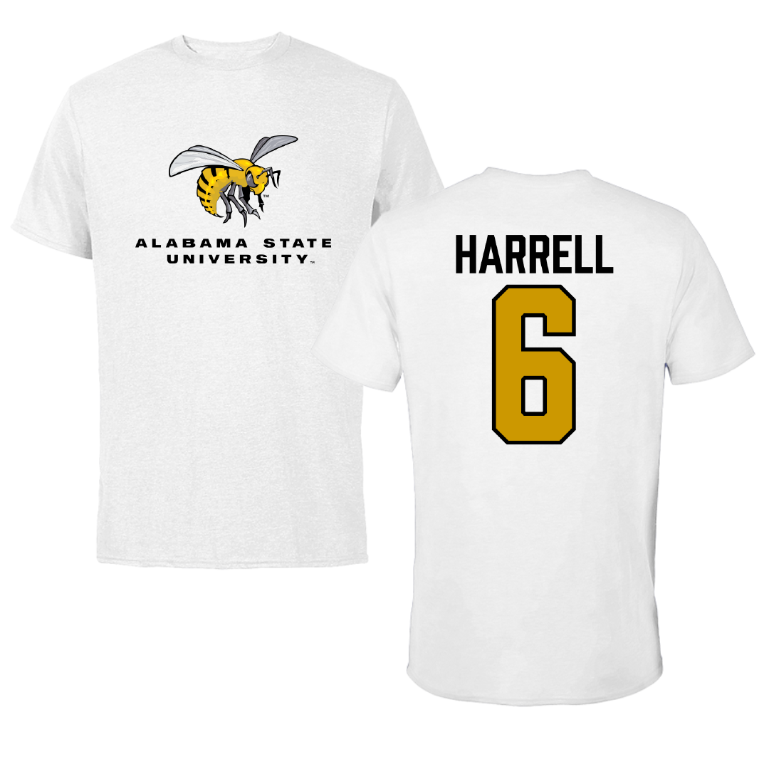 Alabama State University Football White Performance Tee - #6 Ajai Harrell