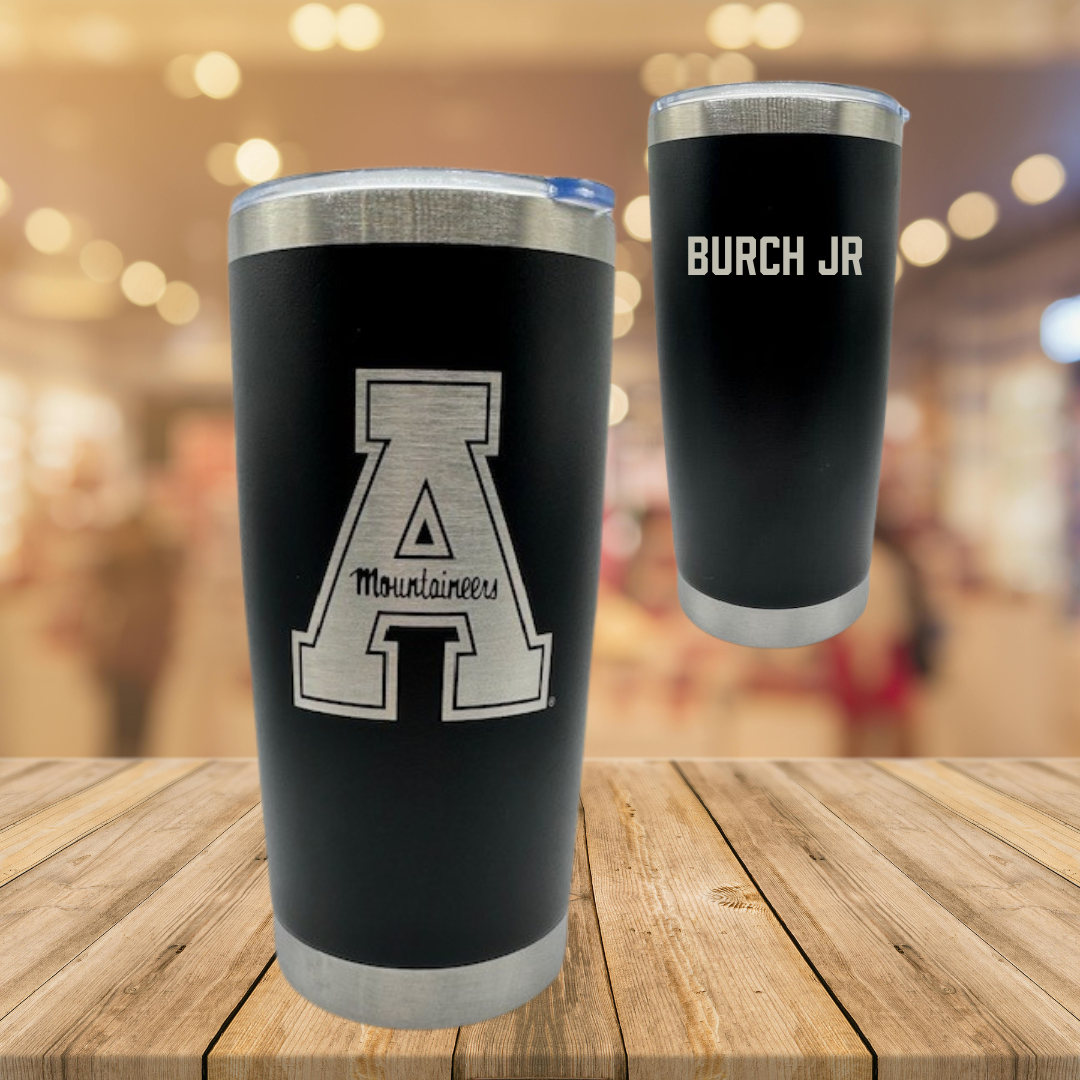 Appalachian State University TF and XC Black Stainless Steel Tumbler - Jeremiah Burch Jr