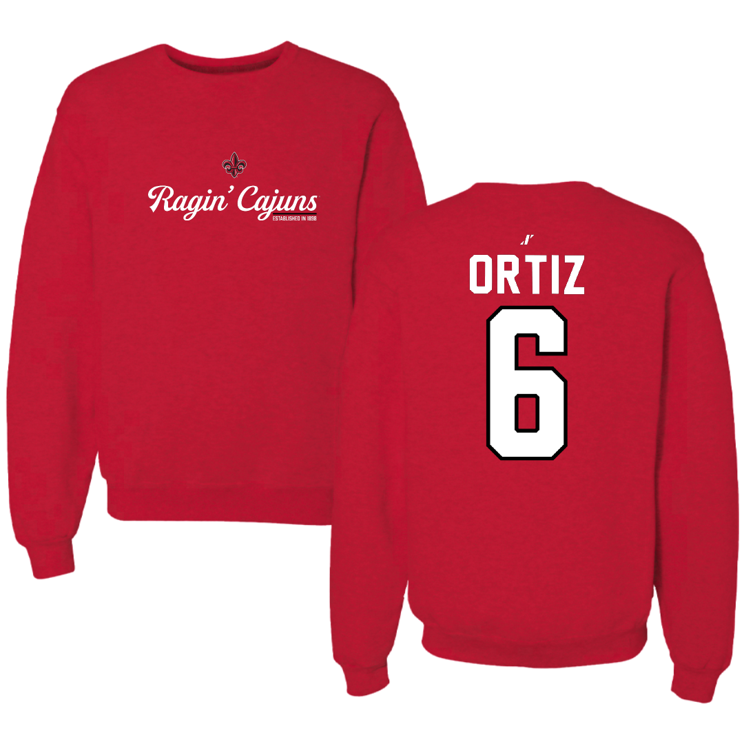 University of Louisiana at Lafayette Soccer Red General Crewneck - #6 Lucy Ortiz