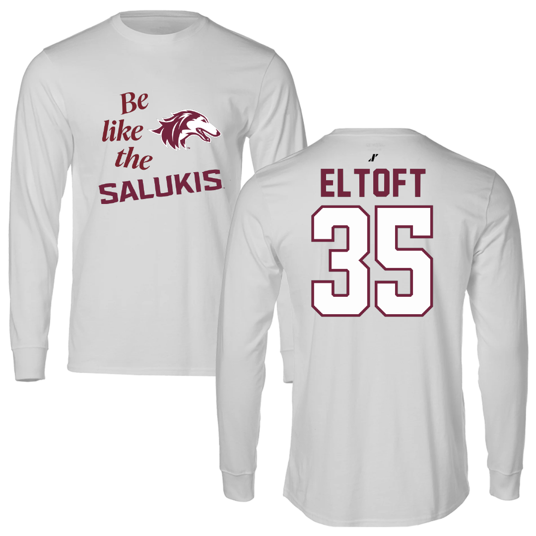 Southern Illinois University at Carbondale Baseball Light Gray Be Like Us Performance Long Sleeve - #35 Bennett Eltoft